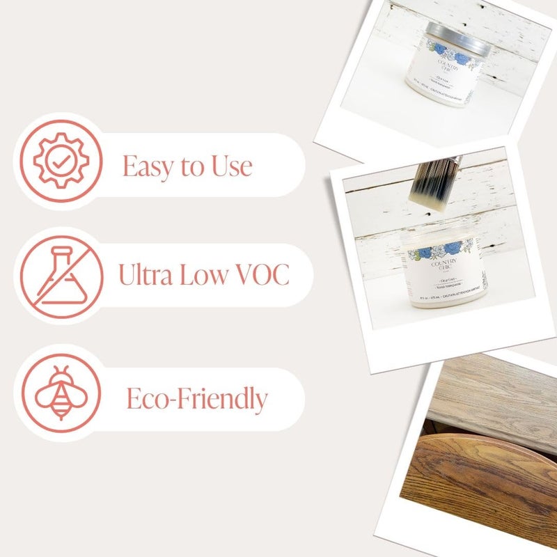 Country Chic Paint Clear Coat Pint (16oz) - Eco-Friendly Clear Satin Sheen Top Coat for Chalk Style Wood Furniture Paint, Non-Yellowing Waterproof Finish, Easy Application - Image 2